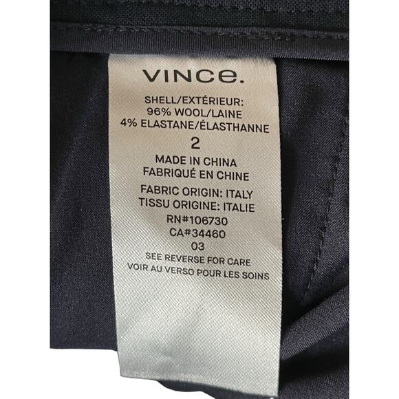 Vince Pants wool slim stretch creased straight leg navy blue size 2 - Picture 4 of 8